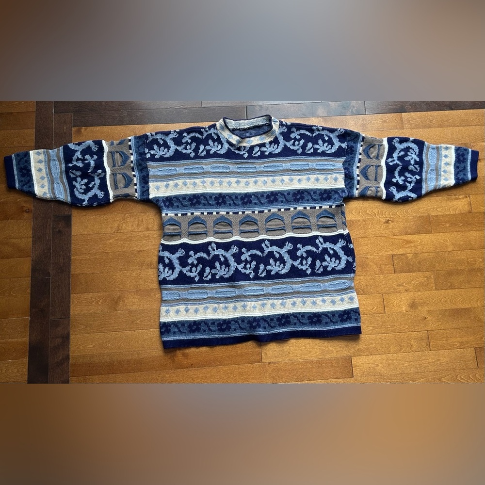 Funky Patterned Blue Women’s Sweater
